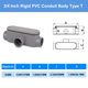 thumbnail image 3 of Cuerpo de conduit CKVIHAV de PVC tipo T de 3/4" - 4 piezas, gris, 3 of 7