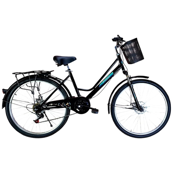Bicicleta Aro 27.5 Puleda Negro de Paseo Con 7 Velocidades Y Freno Disco