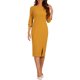 thumbnail image 1 of INSPIRE CHIC Vestido de Tubo para Mujer Cuello Barco Mangas 3/4 Dobladillo con Abertura Vestidos Midi para el Trabajo Amarillo S, 1 of 6