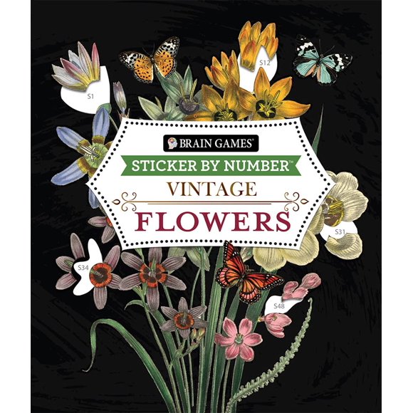 Pegatina de Number Brain Games Vintage Flowers (28 imágenes)