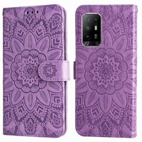 Funda Tipo Cartera Foxdock Para Oppo A95 5G , Diseño Girasol En Relieve, Cuero Pu, Cierre Magnético, Soporte Y Tarjetero