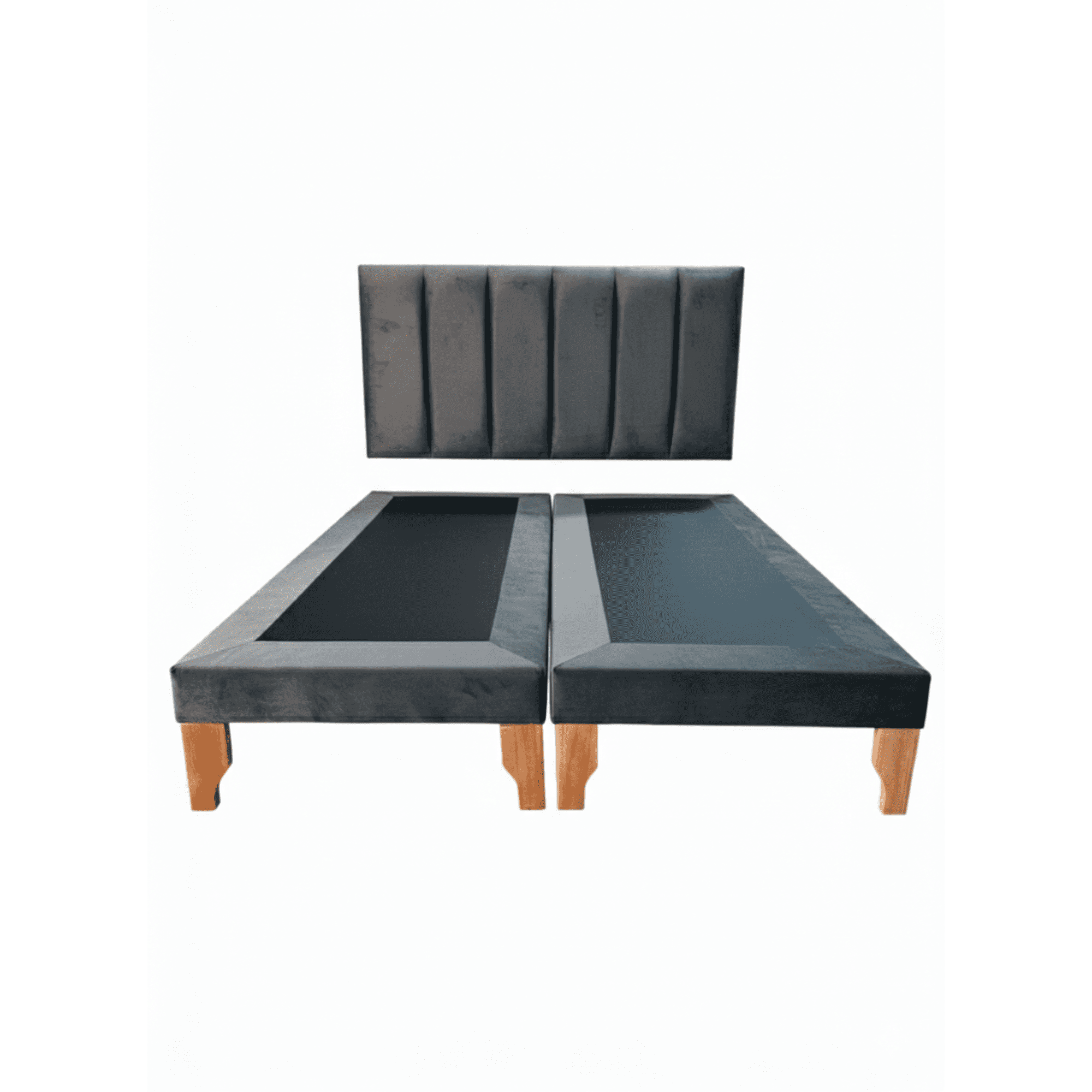 Muebles New - Cama King Lineal Gris Oscuro Felpa