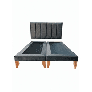 Muebles New - Cama King Lineal Gris Oscuro Felpa