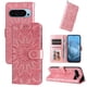 thumbnail image 1 of Funda tipo cartera FOXDOCK para Google Pixel 9 Pro , diseño girasol en relieve, cuero PU, cierre magnético, soporte y tarjetero, 1 of 5