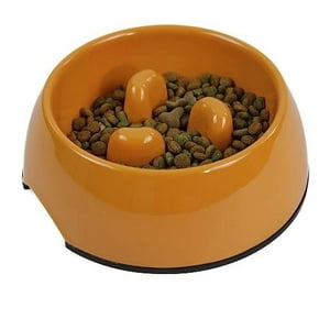 Mascan - Plato Melamina Anti-Ahogo Talla M Naranjo Perro