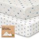 thumbnail image 1 of Paquete de 2 Sábanas Mini para Cuna Ajustables - 38x26 para Cunas Portátiles, Algodón Orgánico, Suave y Transpirable, Ropa de Cama Neutral para Niños y Niñas (Cosmo), 1 of 9