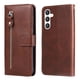 thumbnail image 1 of Funda tipo cartera para Samsung Galaxy S23 FE con bolsillo con cremallera y ranuras para tarjetas – Función de soporte Marrón, 1 of 6