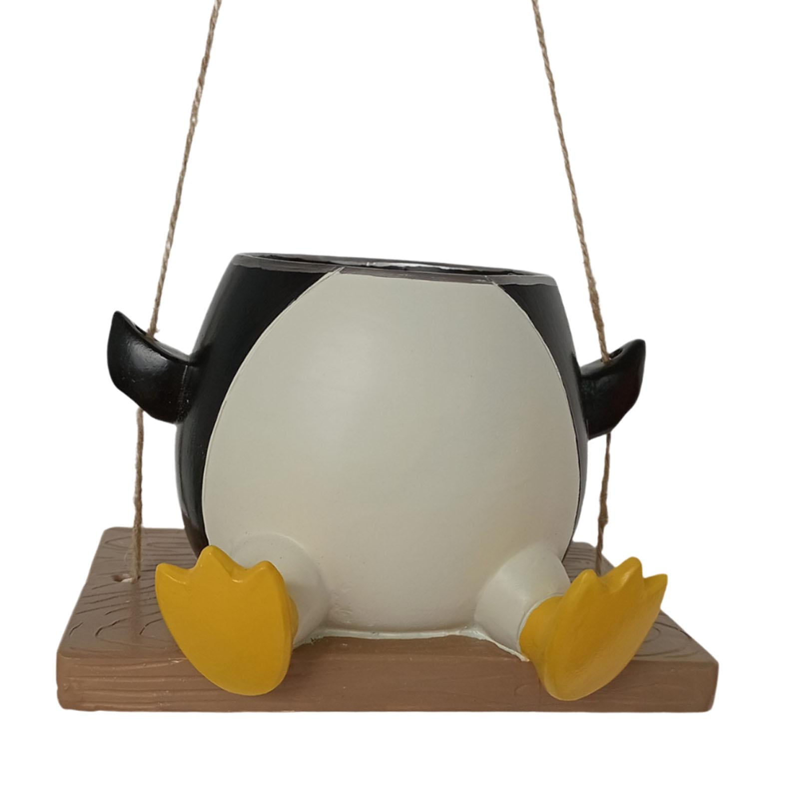 Ioensy - Maceta Oscilante De Pingüino, Maceta Colgante De Resina Para Balcón, Oficina, Patio