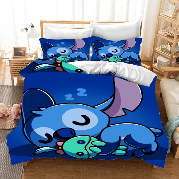 Stitch Polyester Quilt Cover Set 3D Decor Print Comfortable Bedding Set for Teenager Children Breathable Bedding