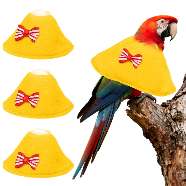Collares para Aves Uxcell, Collar Cónico Protector de Recuperación, Conos Ajustables Suaves Anti-Mordeduras para el Cuello de Plumas (Amarillo, S, 3 Piezas)