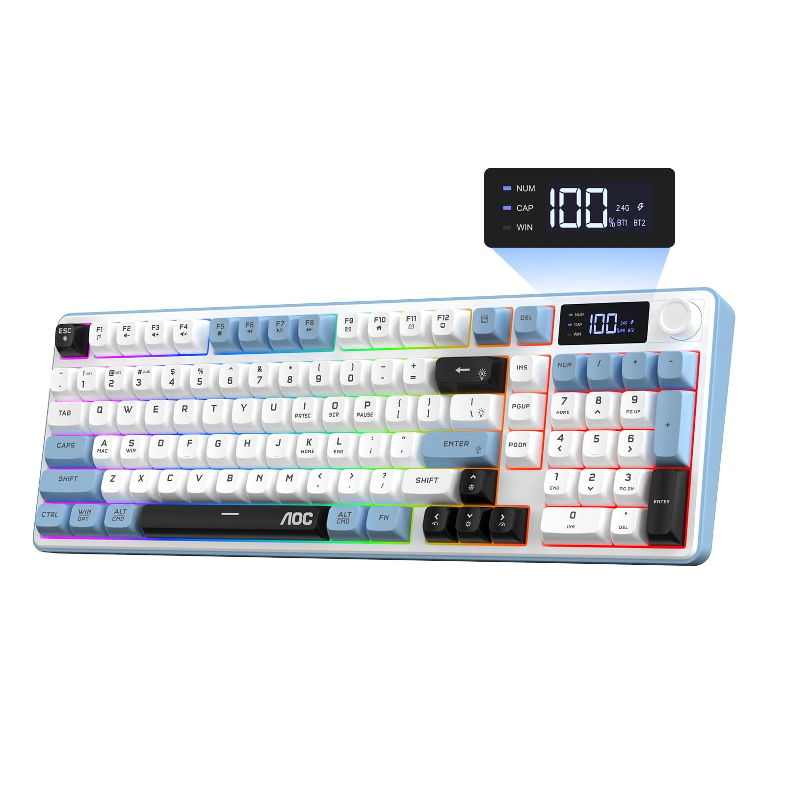 Teclado Inalámbrico Para Juegos Aoc Gk210 Con Pantalla Y Perilla Rgb