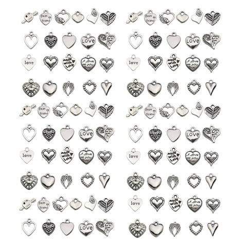 Magideal - 100 Piezas Colgantes De Corazón Del Día De San Valentín Joyería Romántica Colgante De Amor De Corazón Para Aniversario Día De San Valentín Mamá Ella