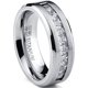 thumbnail image 1 of Anillo matrimonial para hombre de titanio de 8 mm con circonias cúbicas, 1 of 3