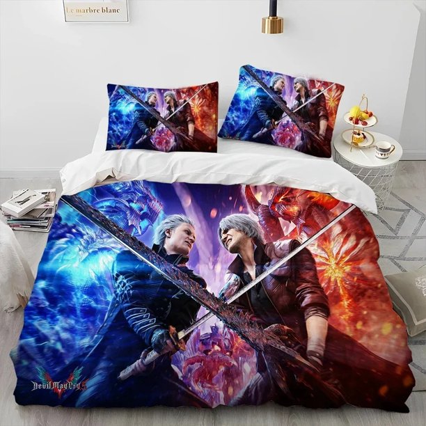 Game D-Devil May Cry DMC Gamer Bedding Set Duvet Cover Bed Set Quilt Cover Pillowcase Comforter Size Boys Adult Bed Sheets