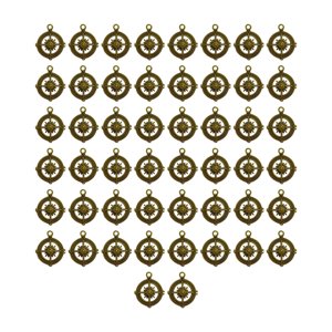Magideal - 50 Uds. De Dijes Con Forma De Brújula, Accesorios De Joyería De Aleación Diy, Colgantes, Accesorios Con Forma De Brújula Para Pendientes, Manualidades Color Bronce