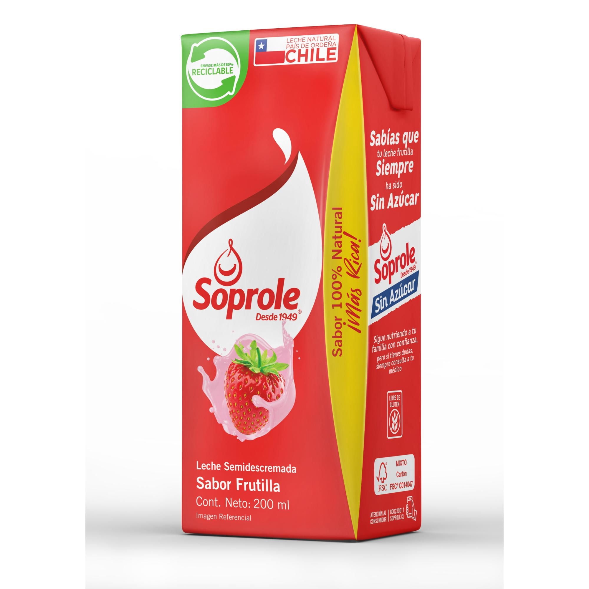 Leche Semidescremada Frutilla 200 g Soprole