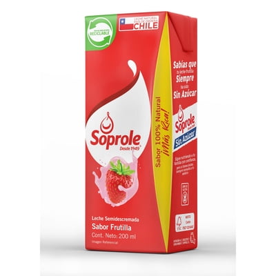 Leche Semidescremada Frutilla 200 G Soprole