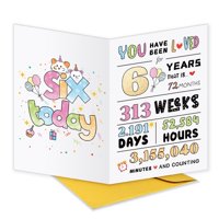 Tarjeta De Cumpleaños Uuefktn, Bonita Y Feliz De 6 Años Para Niñas Y Niños