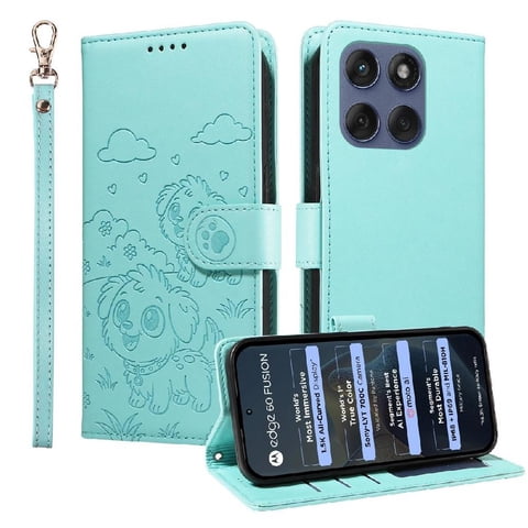 Funda Billetera Foxdock Compatible Con Motorola Edge 60 Pro 5G, Diseño Perrito Tierno, Ranuras Para Tarjetas Y Soporte Plegable