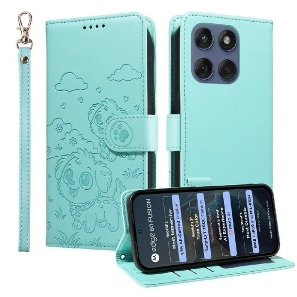 Funda Billetera FOXDOCK Compatible con Motorola Edge 60 Pro 5G, Diseño Perrito Tierno, Ranuras para Tarjetas y Soporte Plegable