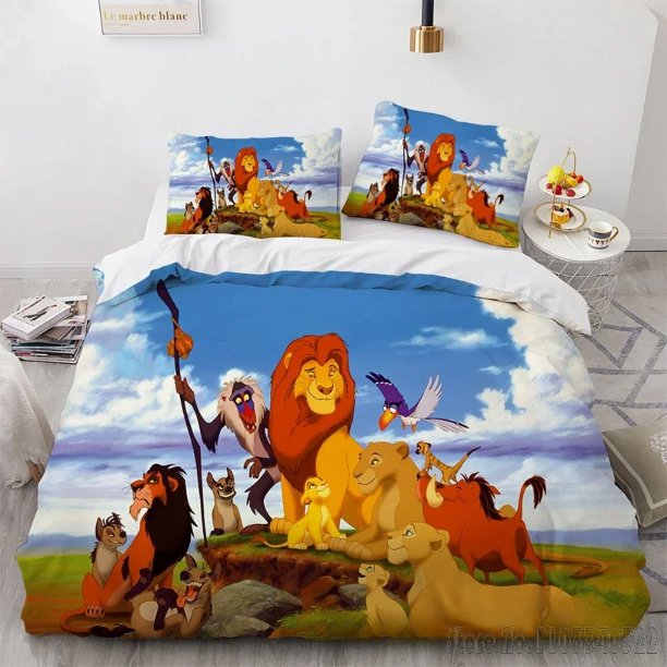 x1638 Bed SheetsLion Anime Cartoon Kawaii Duvet Cover Set HD Comforter Cover for Kids Bedding Sets Bedclothes Bedroom Decor 3-Piece Bedding Set (1 Duvet Cover + 2 Pillow Shams) nj1638
