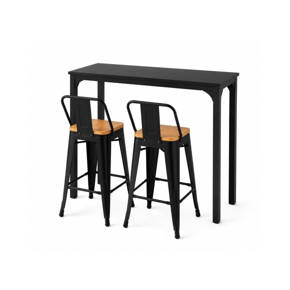 Set de Bar Black Wood 65 cm -2 Puestos
