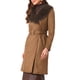 thumbnail image 4 of Abrigo de Trinchera de Gamuza Sintética para Mujer INSPIRE CHIC, Abrigo de Invierno de Una Sola Fila con Cinturón y Cuello de Piel L Marrón, 4 of 6