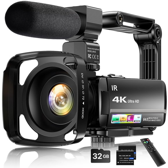 Cámara de Video 4K 64MP para Vlogging YouTube con Visión Nocturna