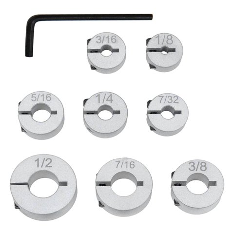 Magideal - Juego De 8 Collares De Tope De Profundidad De Perforación, Anillos De Límite De Perforación, Tope De Broca Ajustable, Tope De Profundidad, Llave Hexag