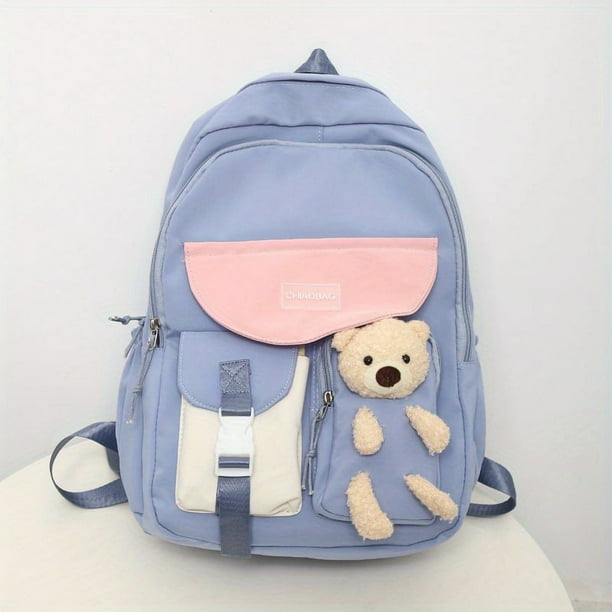 Kawaii Cute Large Capacity Backpack, Heavy Duty Preppy Daypack, Women's College School Bag & Travel Bag