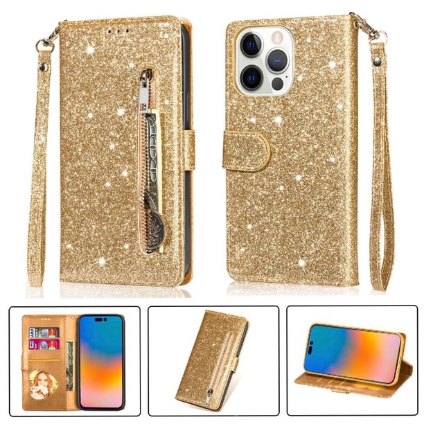 Funda para FOXDOCK Elegante funda iPhone 14 Pro Max Glitter con cremallera-Ideal para el uso diario