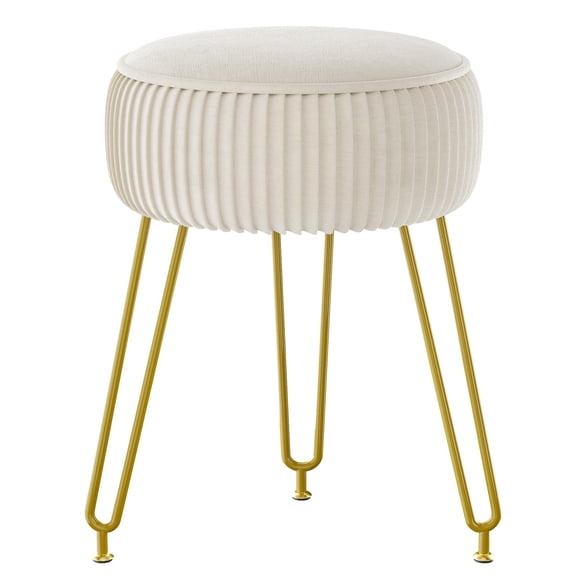 Puf redondo IBUYKE 30x46 cm Terciopelo Blanco LG-30M