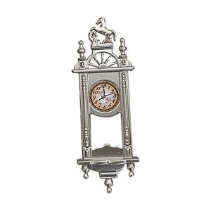 Magideal - Reloj De Pared En Miniatura Para Casa De Muñecas 1:12, Modelo De Escena En Miniatura Mini , Argén