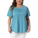 thumbnail image 1 of Agnes Orinda Blusa para Mujer de Talla Grande Cuello Redondo Manga Corta Camisetas Fluidas Plisadas Elegantes Casual Túnica Blusas 1X Azul Lago, 1 of 6