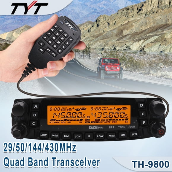 TYT TH-9800 Rádio Móvel Quad Band 50W, 29/50/144/430MHz 200 Canais LCD Colorido Veicular