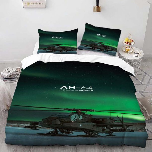 Apache Helicopter Gunship Printed Duvet Cover Set Soft and Comfortable All-Season Bedding Set Ideal for Home and Bedroom Guest Room
