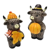 Magideal - 2 Estatuas De De Las Tierras Altas De Otoño, Gnomos De Calabaza Y Arce, Decoración De Mesa, Artesanía Elegante, Adorno De Resina Para Salón De Té