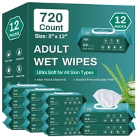 Toallitas Aozita Para Adultos, 720 Unidades (12 Paquetes De 60) Para Incontinencia