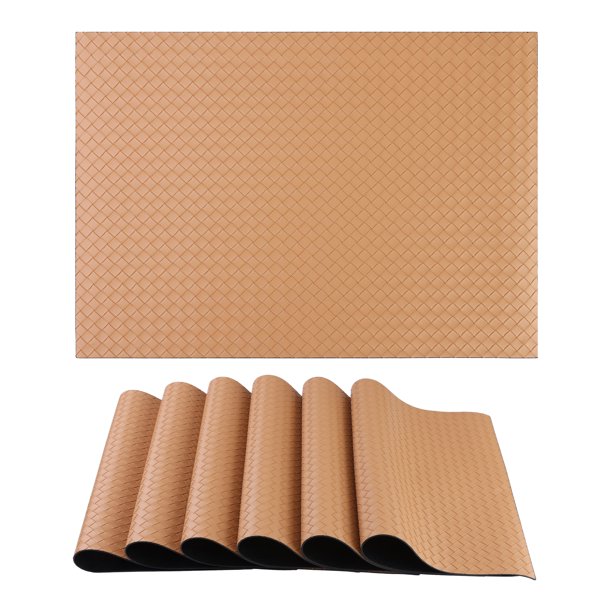 REGALWOVEN Juego de 6 Manteles Individuales de Cuero para Decoración de Mesa de Comedor de Cocina Resistentes al Calor Manteles Individuales Lavables Color Albaricoque 17*12in