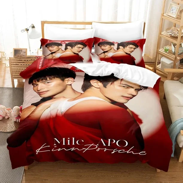 KinnPorsche Mileapo Bedding Set Boys Girls Size Duvet Cover Pillowcase Bed Kids Adult Fashion Home Textileextile Bed Sheets