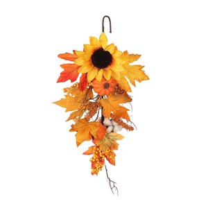Bothyi - Fall Harvest Floral Teardrop Swag Maple Leaf Para Acción De Gracias Halloween