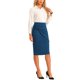 thumbnail image 2 of INSPIRE CHIC Falda Lápiz de Cintura Alta con Fruncido para Mujer, Detalle de Lazo, Abertura Trasera, Falda Midi Ajustada, Azul Pavo Real S, 2 of 6