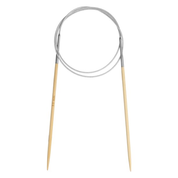 Uxcell Tamaño US 4 (3.5mm) Aguja Circular de Cable de Acero de Bambú de 32 pulgadas Aguja de Madera Redonda para Proyectos Hechos a Mano