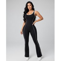 Flix Spa - Enterizo Deportivo Flare Mujer Push Up Escote Detalle Blanco