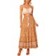thumbnail image 2 of INSPIRE CHIC Falda Boho para Mujer Casual Campesina Floral Bohemia con Borlas Cintura Elástica Faldas Maxi S Naranja, 2 of 5