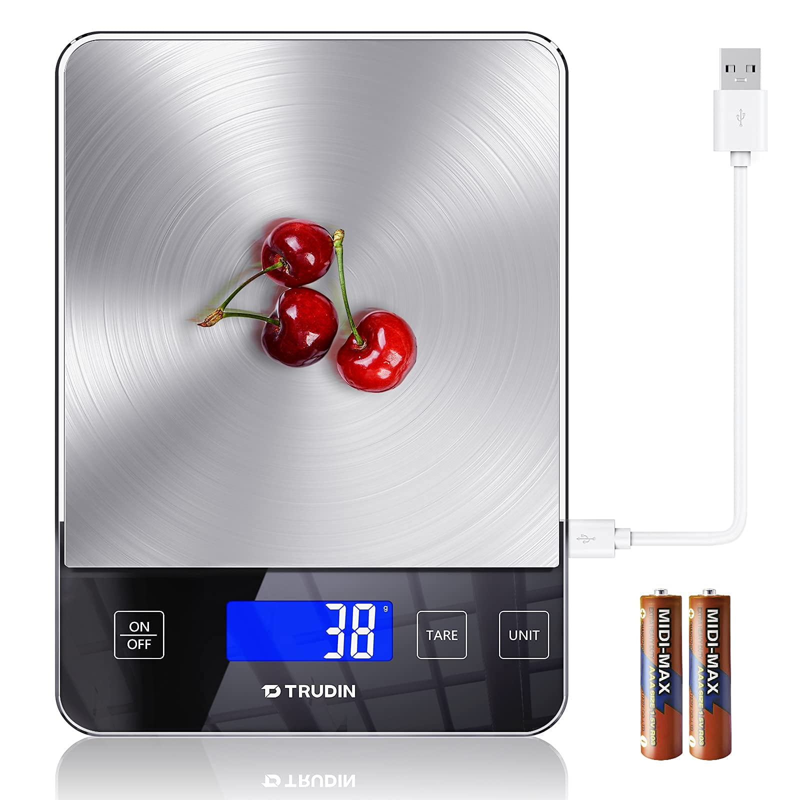 Báscula De Cocina Digital Trudin 15 Kg/1 G Con Cristal Impermeable