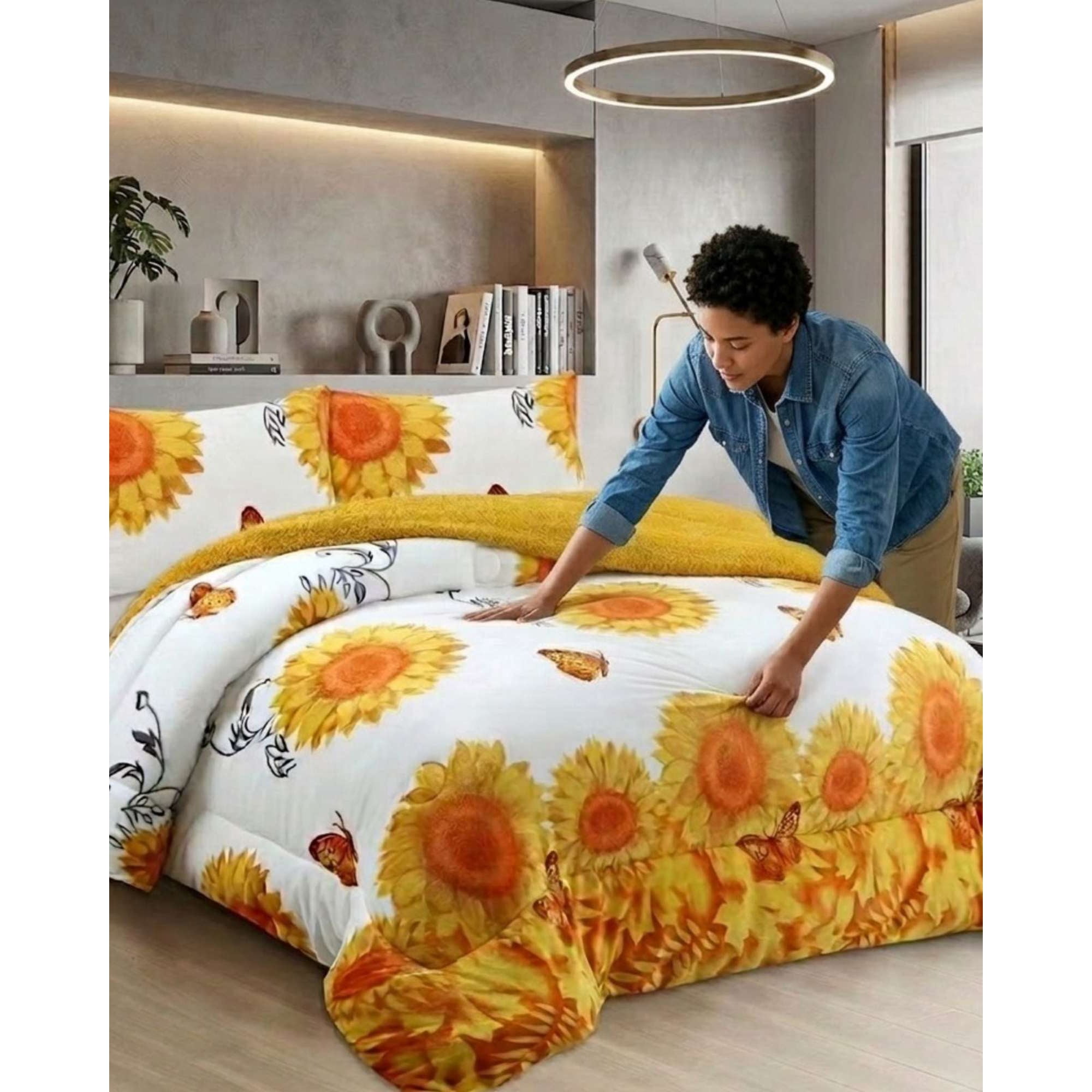 Imac Hogar - Juego De Cama Cubrecama Con Sherpa Quilting Premium King