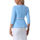 thumbnail image 3 of INSPIRE CHIC Blusas Peplum para Mujeres Conjunto de Regreso a Clases para Maestras Manga 3/4 Blusa Elegante de Trabajo con Cinturón L Azul Cielo, 3 of 5