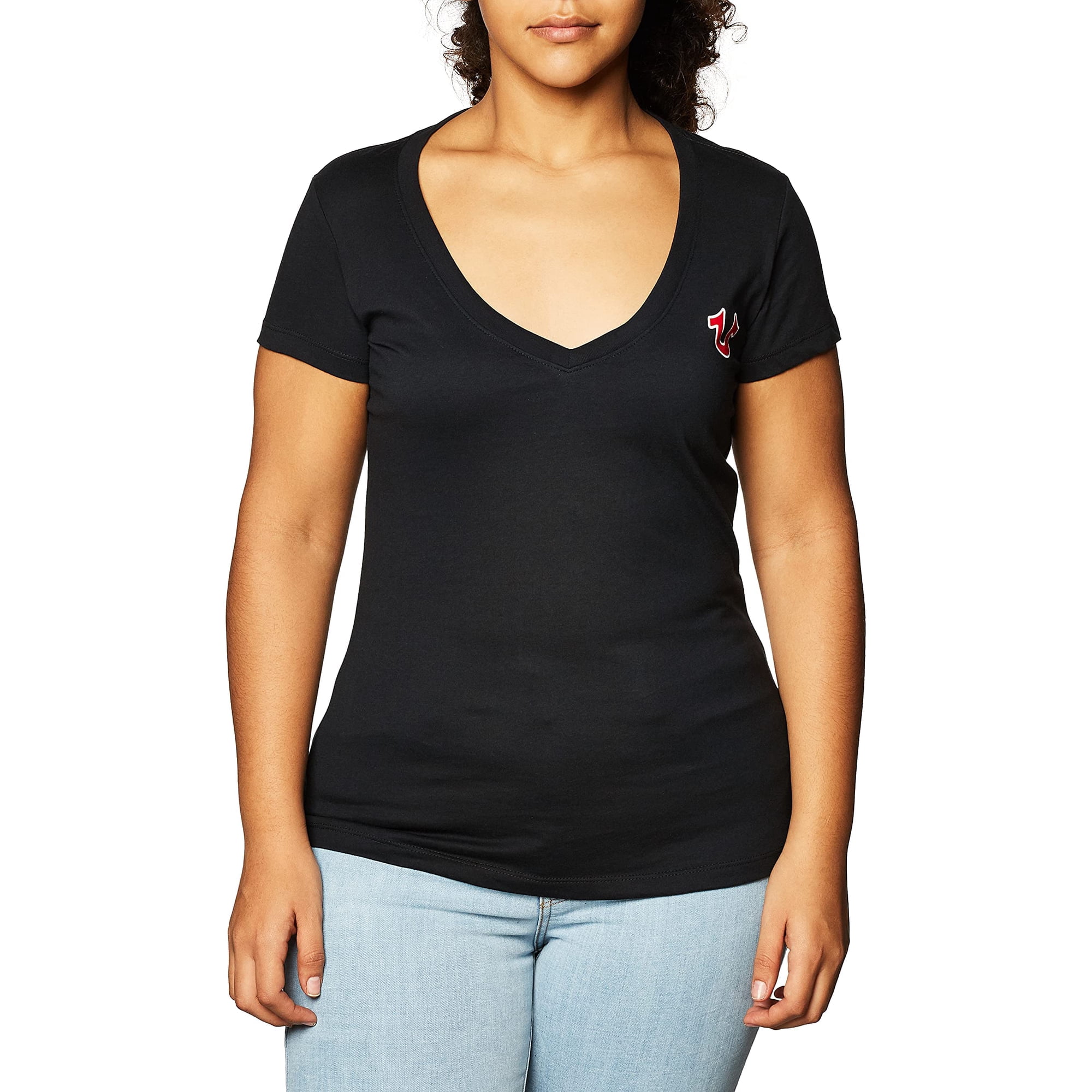 Camiseta True Religion Para Mujer Con Cuello En V Y Logo De Buda Negra Xl