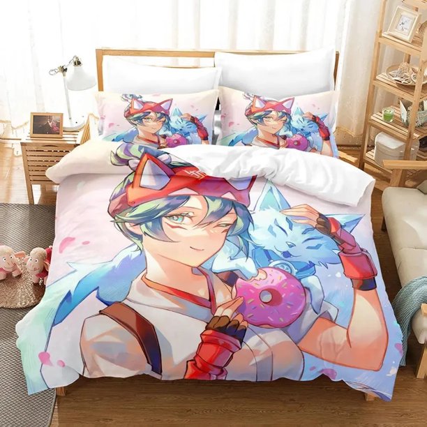 Game Overwatch Kiriko Heads Bedding Set Duvet Cover Comforter Pillowcase Boys Girls Adults Bedroom Bed Sheets